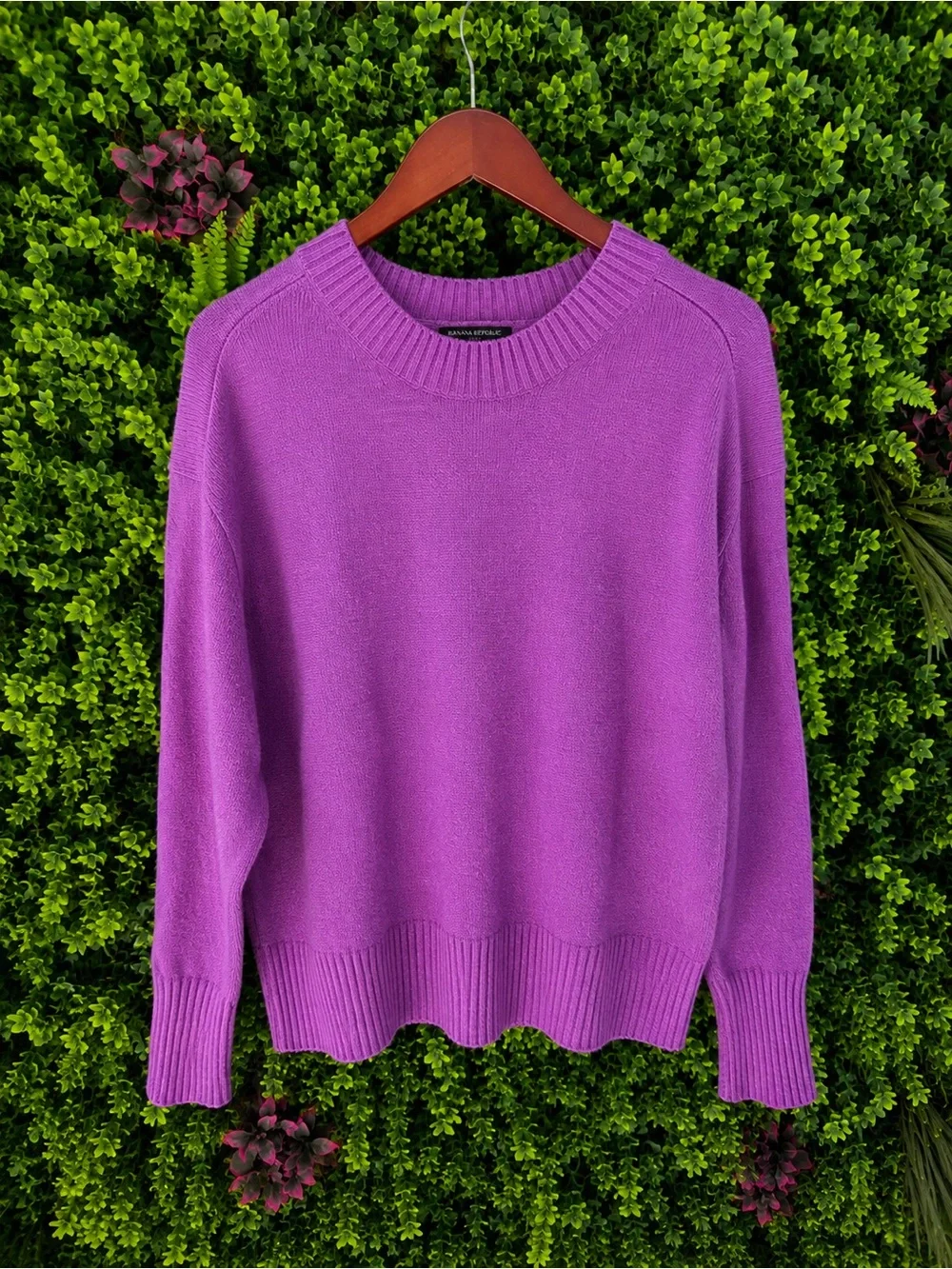 Banana Republic Purple Cotton Wool Blend Crewneck Sweater Size L